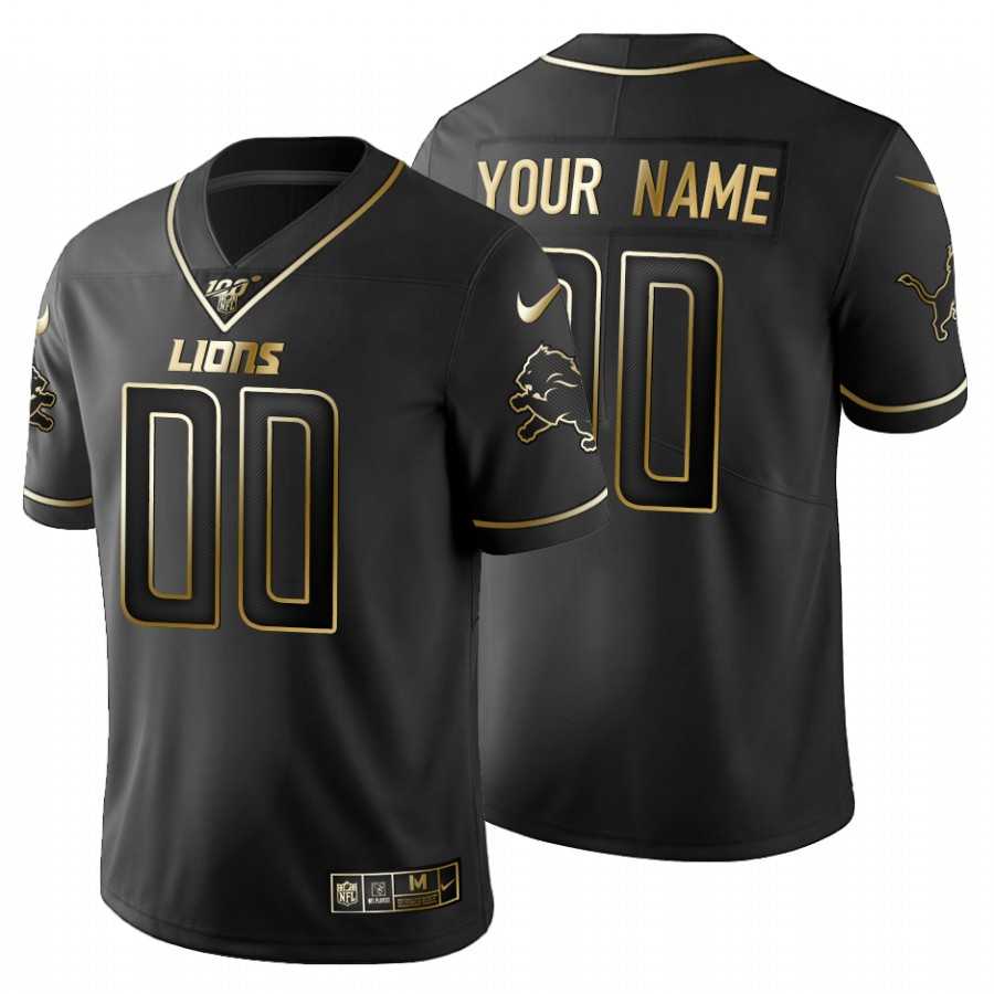 Customized Men's Nike Lions Black Golden Limited NFL 100th Season Jersey,We sell and wholesale Customized Men's Nike Lions Black Golden Limited NFL 100th Season Jersey on line form chian!
